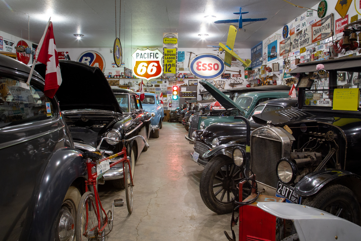 Antique car collection at the Fort Nelson Heritage Museum.