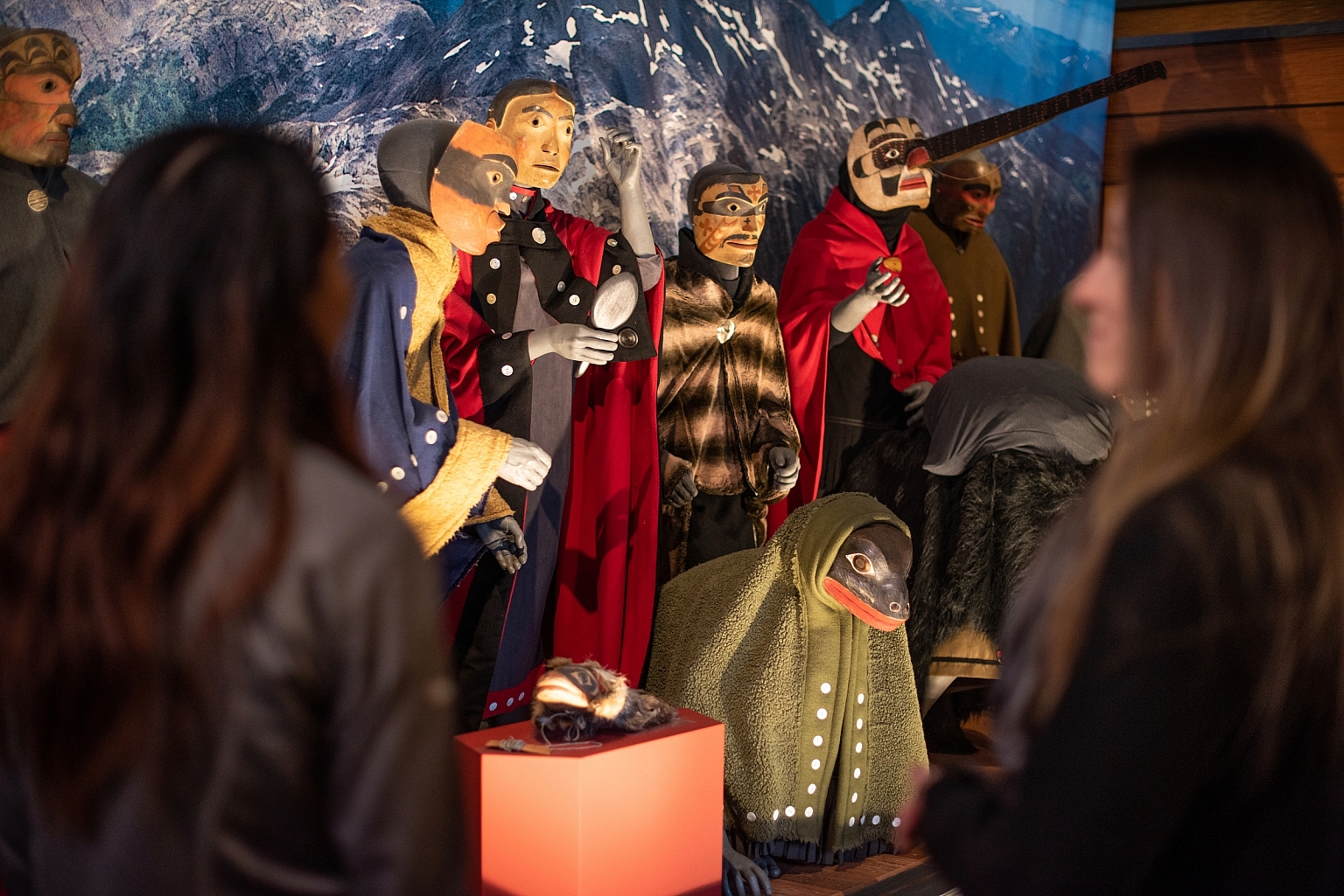 Visitors view ceremonial objects and cultural treasures of the Nisga'a Nation at the